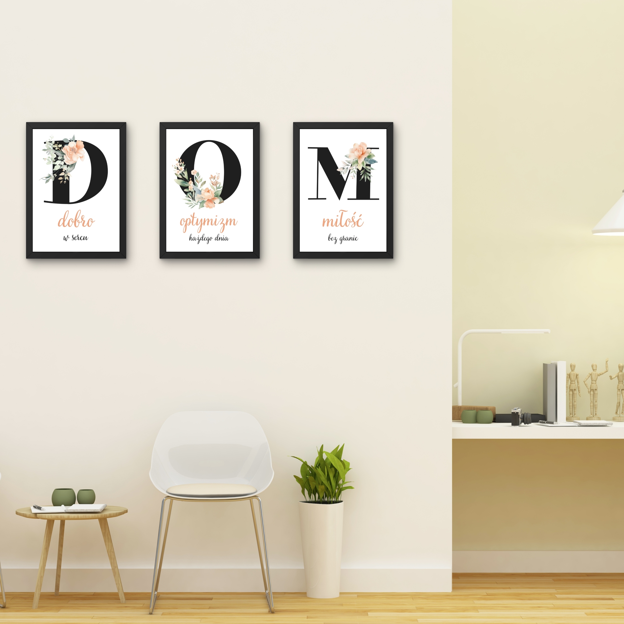 OBRAZY PLAKATY W RAMACH DO SALONU NA ŚCIANĘ KWIATY Materiał wykonania papier/karton