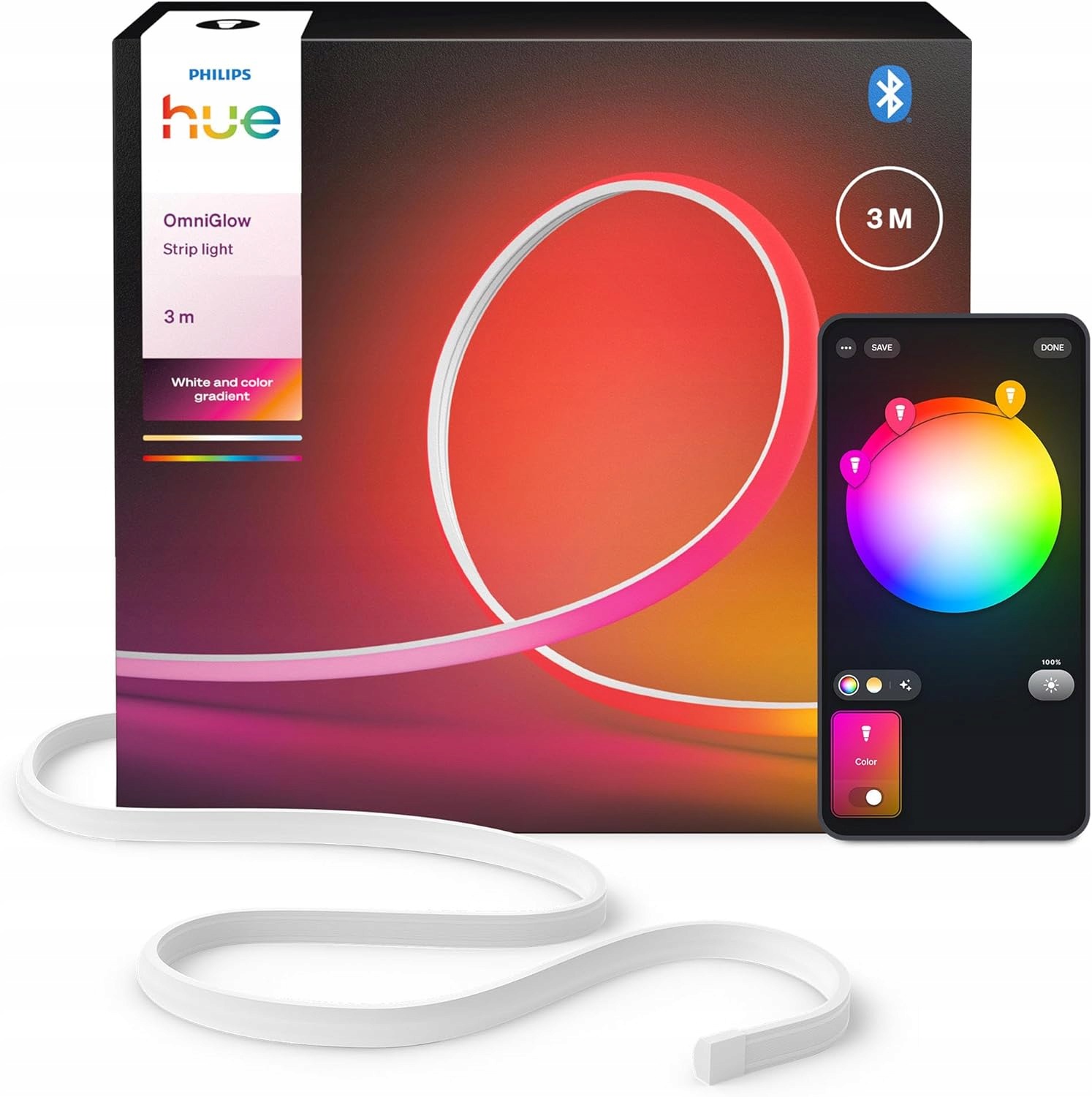 Philips Hue Omniglow 3M Led Páska 2700LM Farebná Aplikácia