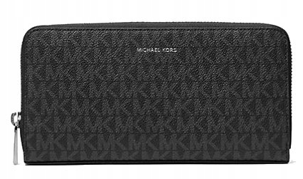 Michael Kors Portfel damski duży poziomy skórzany czarny Greyson