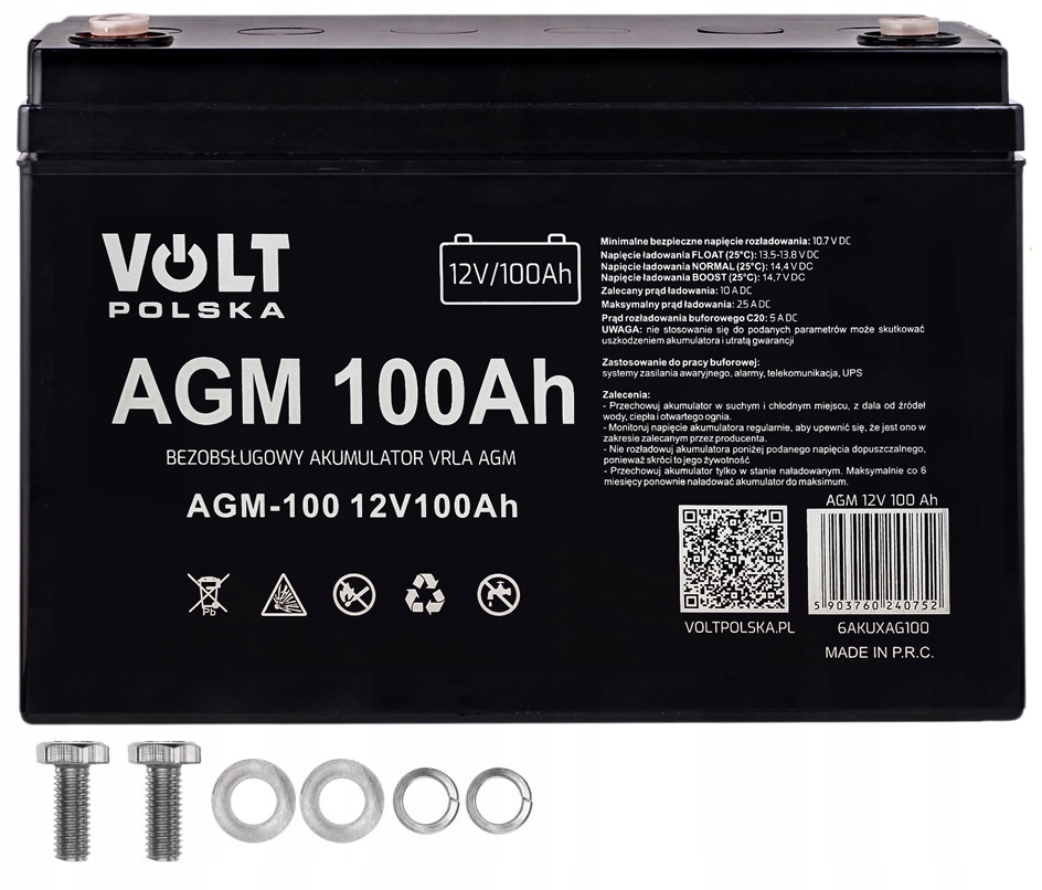 Akumulator Agm Volt Polska Vrla 100AH Ups Inwerter Falownik Przetwornica
