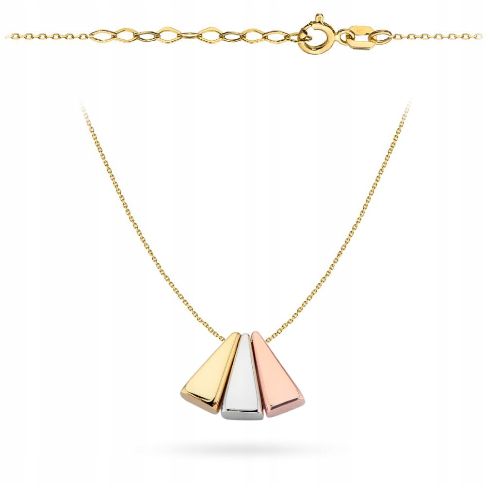 Zlatý Náhrdelník pr. 585 Tříbarevné přívěsky 14k