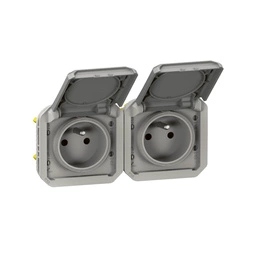 Nové zásuvky Plexo 2x2P, horizontální, šedý mechanismus Legrand 069562L