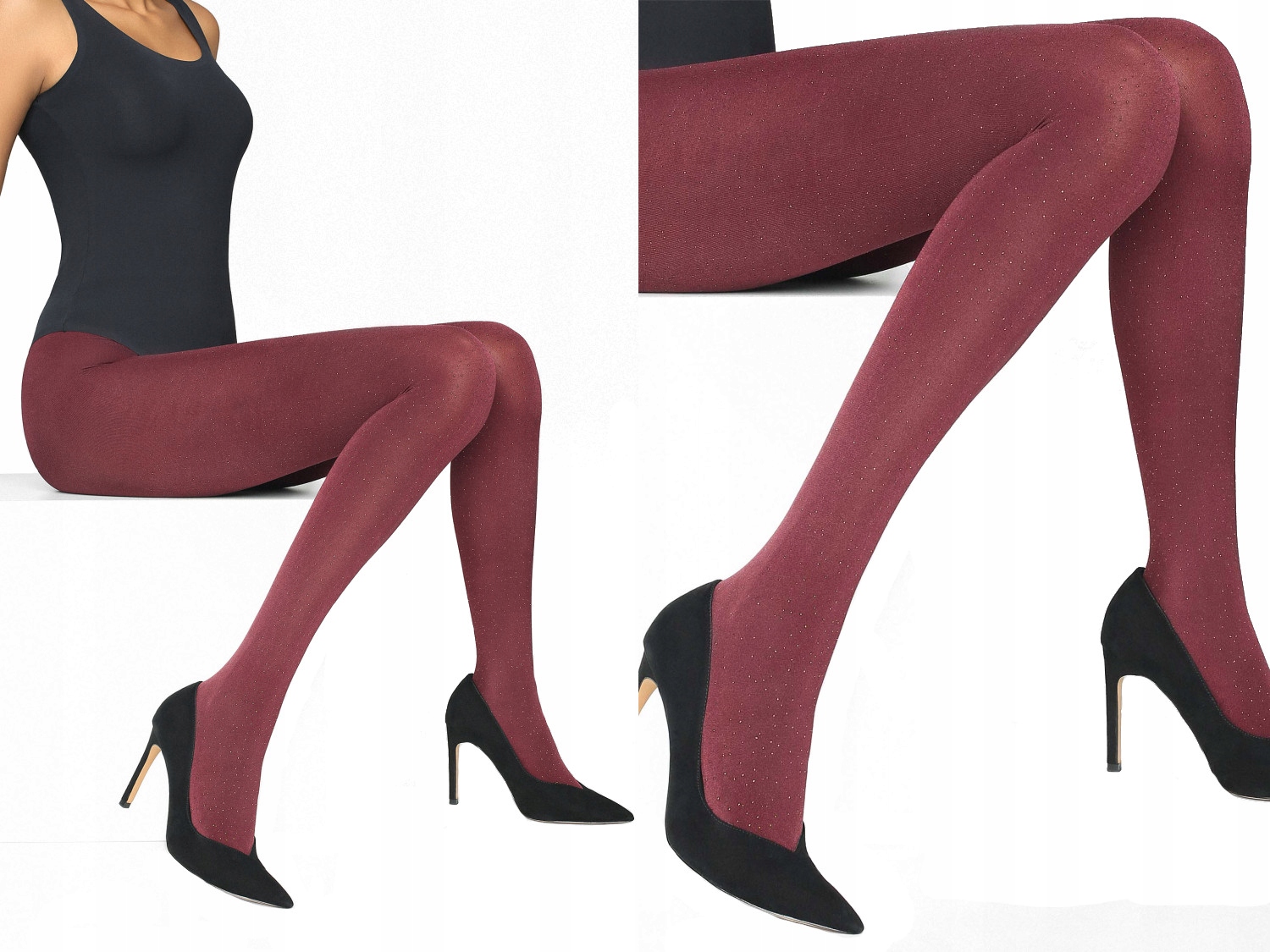 

Rajstopy z drobinkami Shine E57 Burgund Marilyn