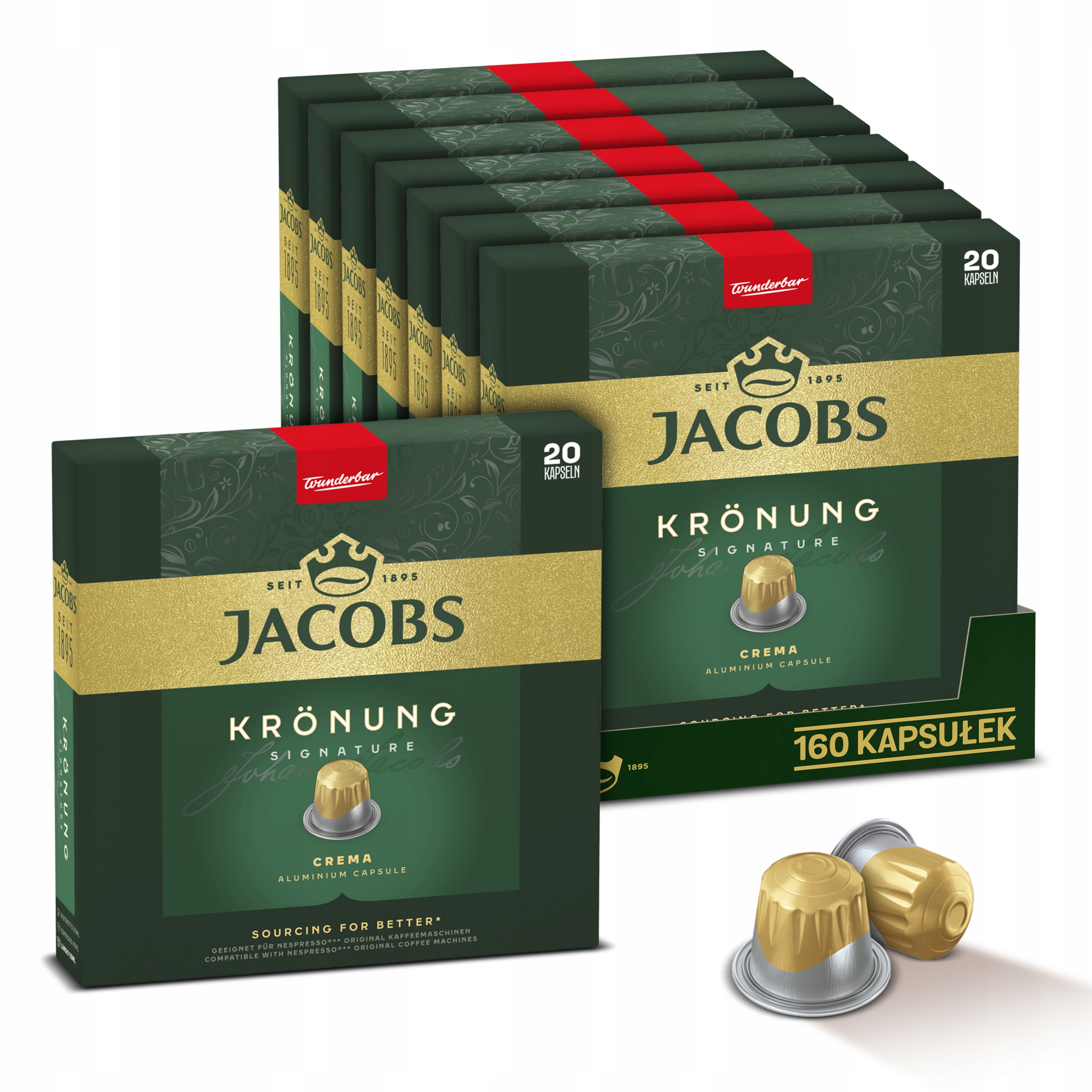 Kapsułki Jacobs Kronung Signature do Nespresso 7+1 Gratis! zestaw [160 kaw]