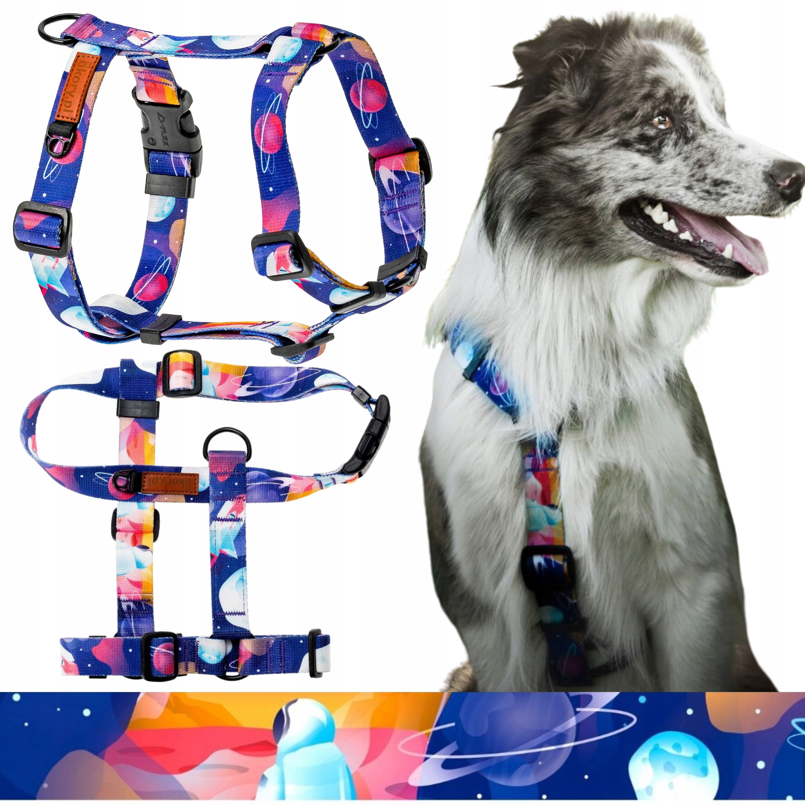 Levně Šle Guard pro tahajícího velmi velkého psa XL 30mm Ukory Modrý vzor