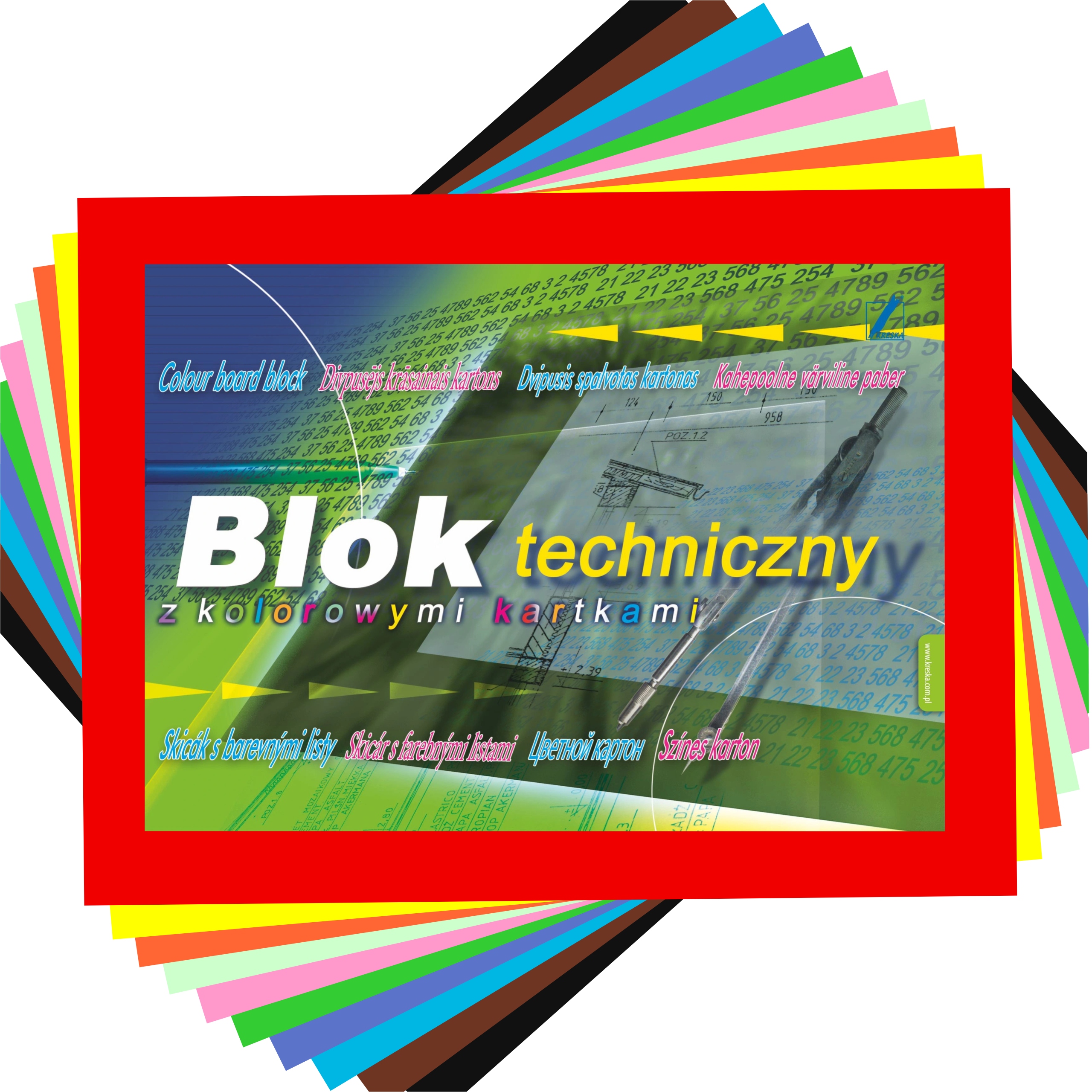 

Blok techniczny Kreska A4 kolorowy 10 kartek 170g