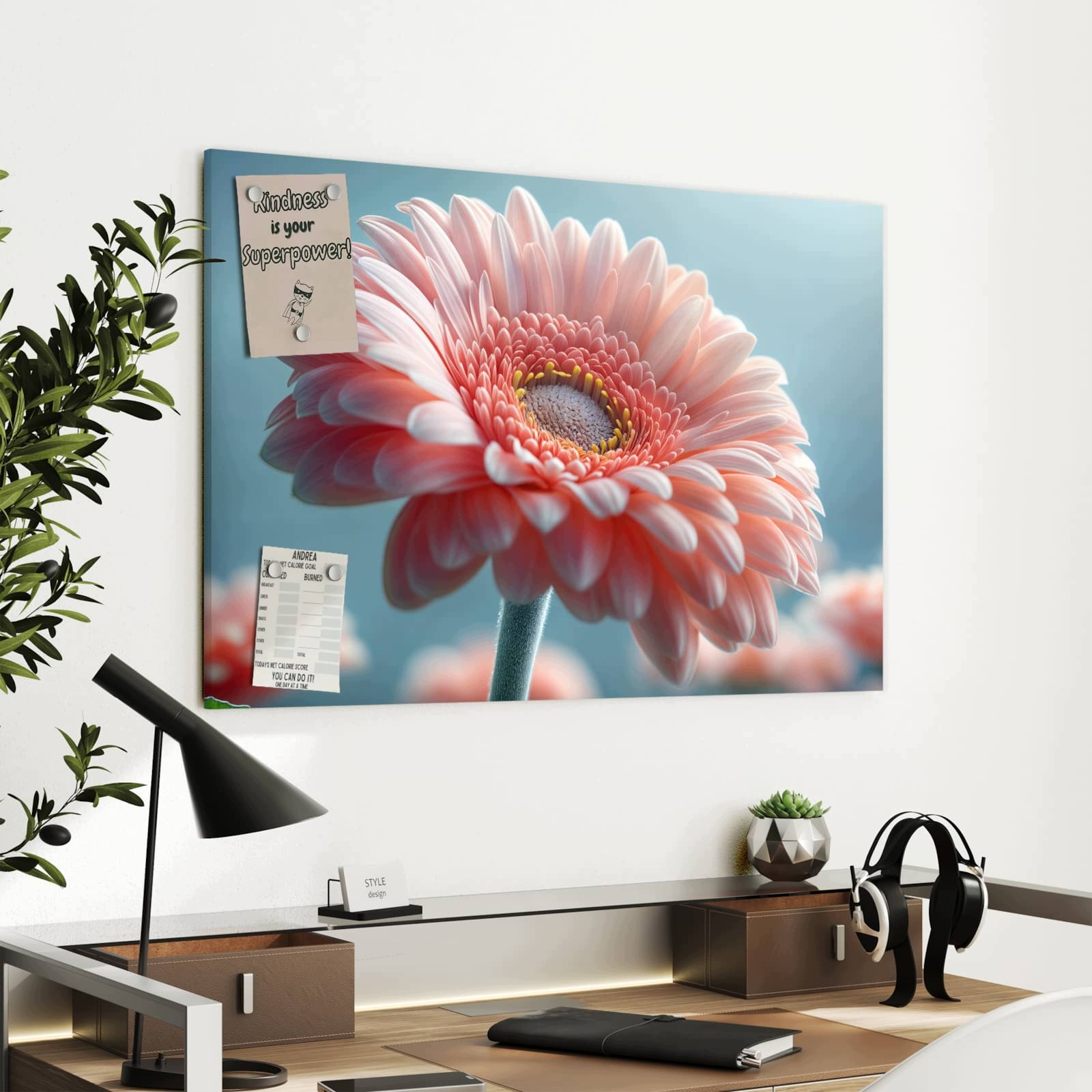Magnetická tabule Teplé Nádhera květin 90 × 60 cm