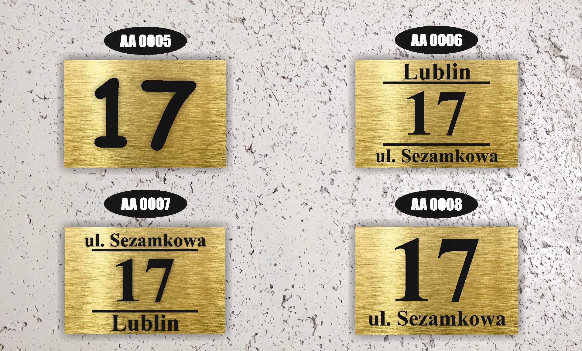 NUMER NA DOM TABLICZKA ADRESOWA Z NUMEREM DOMU 32x21 cm Złota + DYSTANSE Kolor złoto