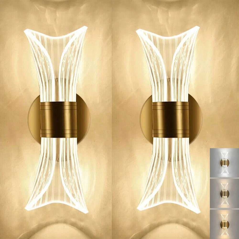 2X Ściemnialna Lampa Liniowa Scienna Led Kinkiet Złot Nowoczesna Do Salonu