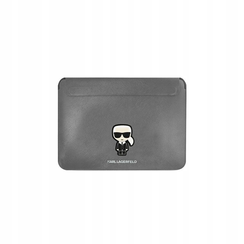 Pouzdro Karl Lagerfeld Sleeve 13/14 palců Saffiano Ikonik stříbrné