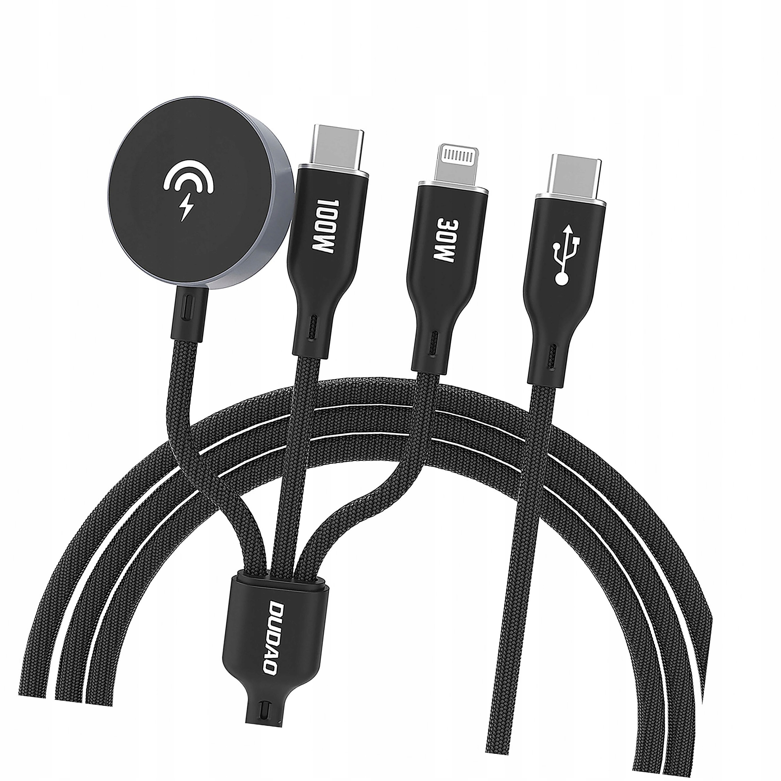 Kabel z ładowarką do Apple Watch A12Max+ Pd 100W 3w1 Usb-c Lightning 1,2m