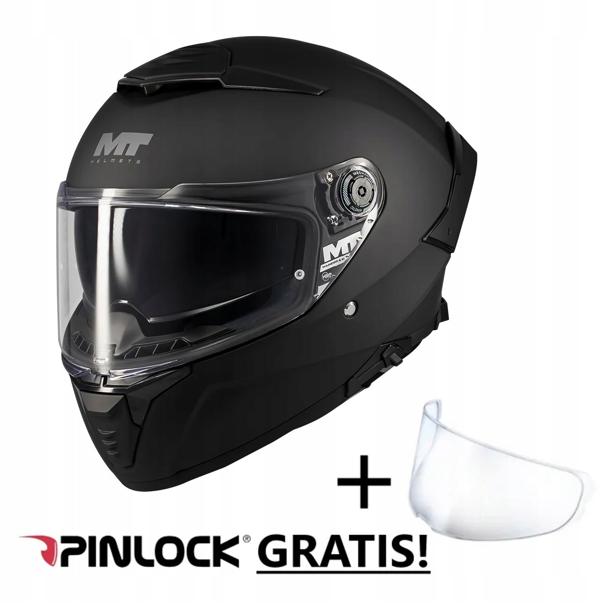 Mt Thunder 4 Pure A1 Matt black kask integralny motocyklowy L