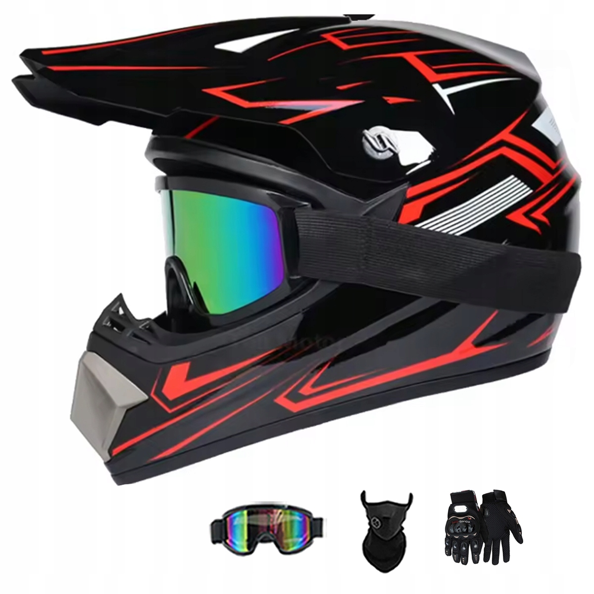 Motocyklová Přilba Lehká Enduro Quada Brýle Rukavice Maska XL