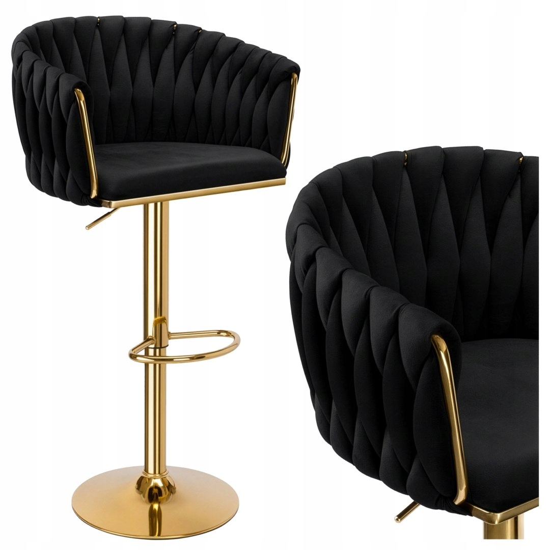 Barová židle Cofton Gold velurová černá Velvet