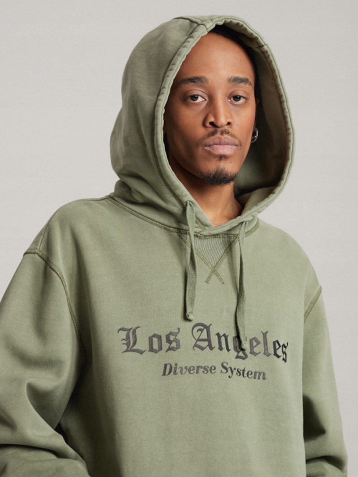 Pohodlná pánská mikina s kapucí khaki los angeles 100% bavlna B1577 vel. S