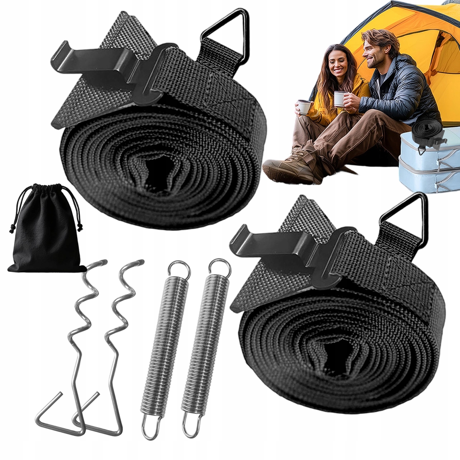 Protivětrný Pás Pro Markýzu 2V1 Odolný A Pružný Pro Kempování 270 CM