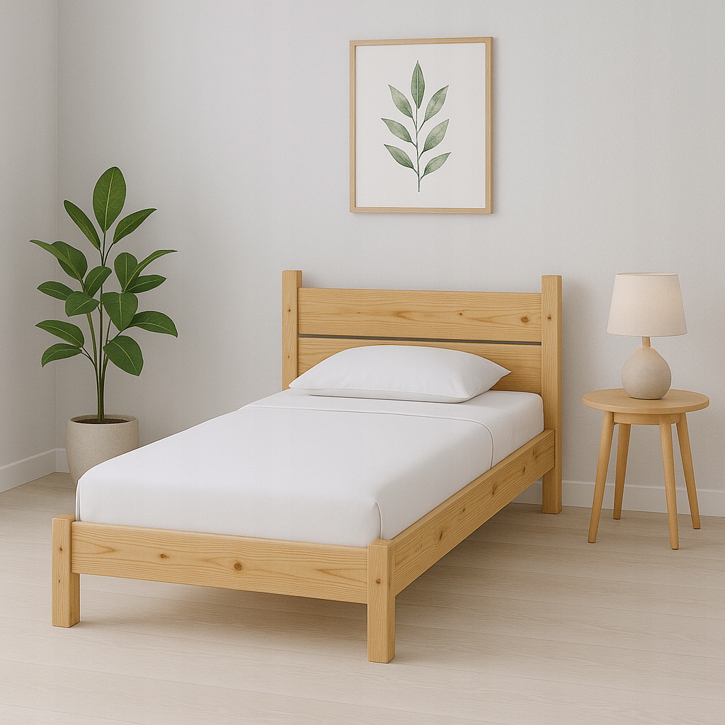 Dřevěná postel 90x200 Leaf rošt ve stylu Scandi Stabilní Ekologické Jednoduché