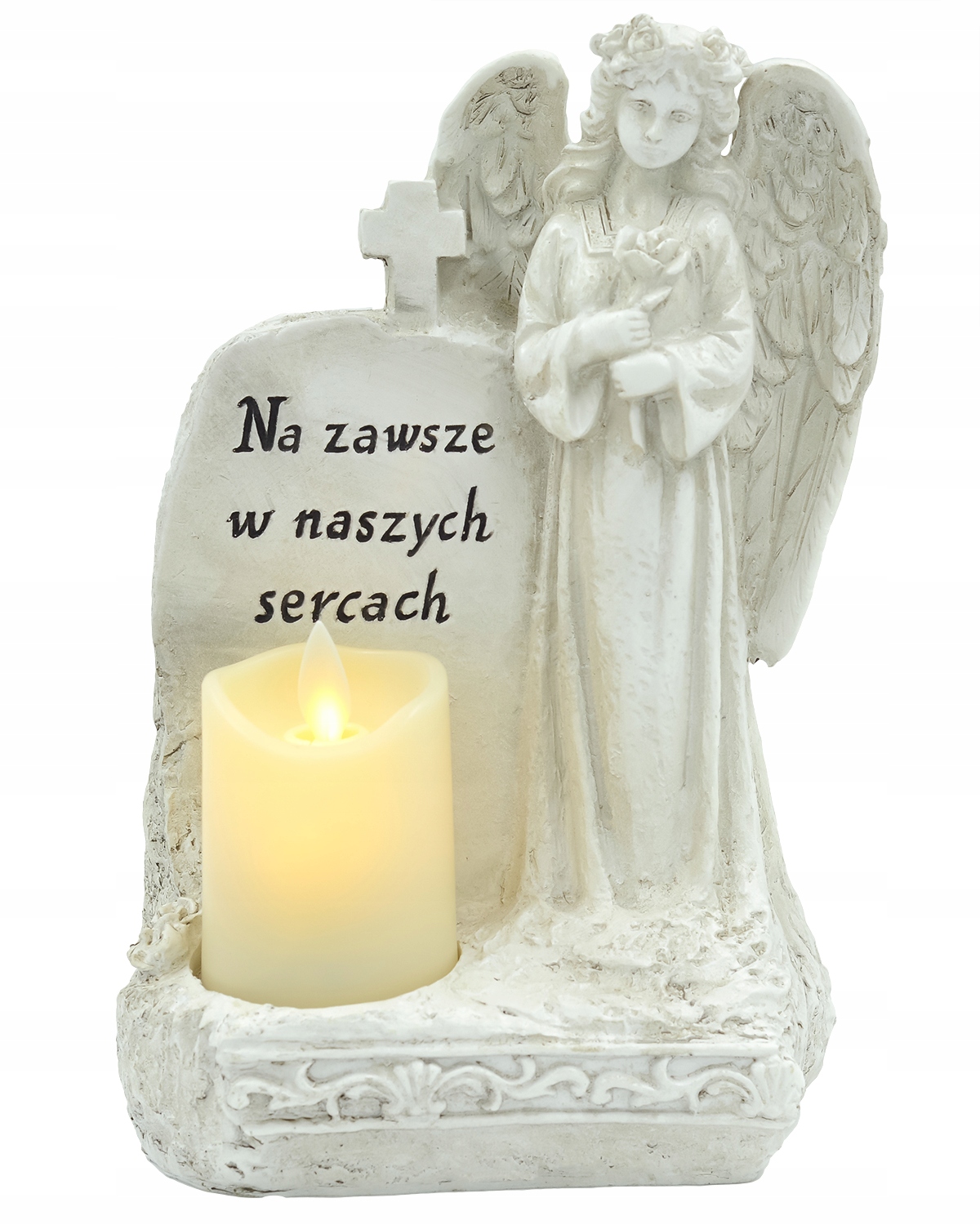 

Znicz Świeca Anioł Na Grób Z Napisem Lampion Led