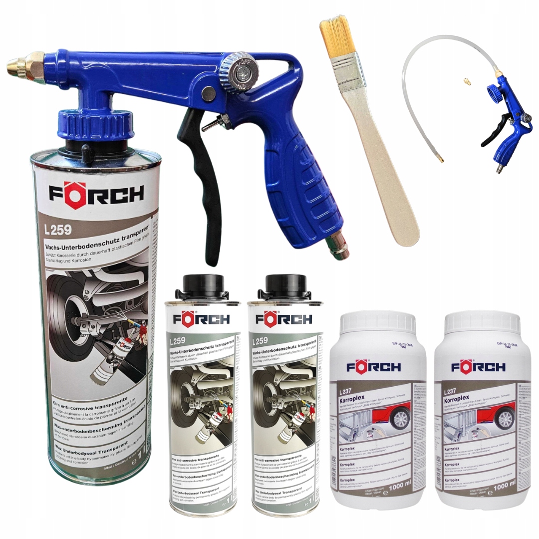 3x Vosk Forch L259 1L x 2x 1L Korroplex L237 Pištolet Štetec