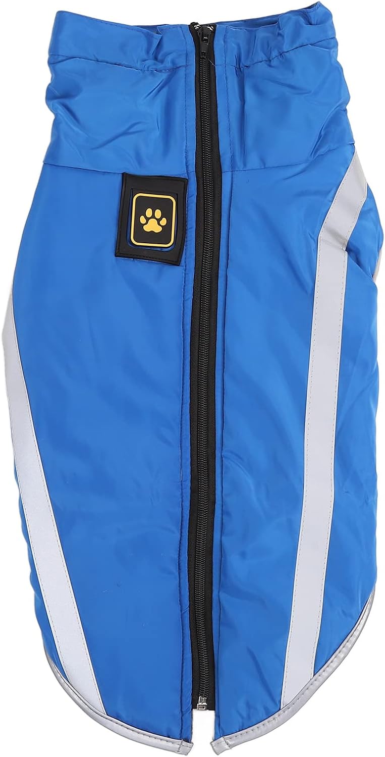 Levně Teplá zimní bunda pro psa XXL, modrá, reflexní vesta