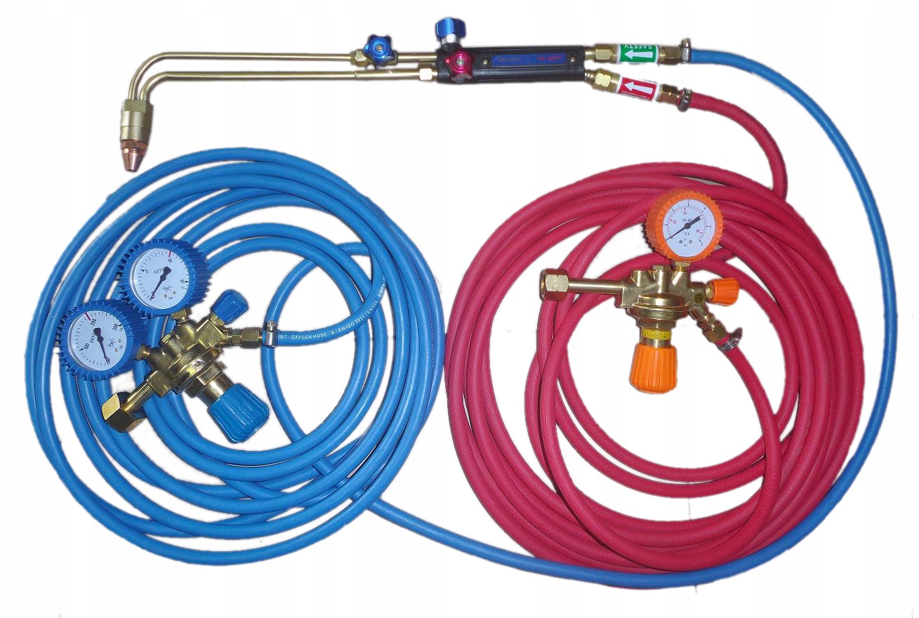 Plynový Hořák Na Řezání Ohřevu Propan Kyslík 75 cm Set S Pojistkami