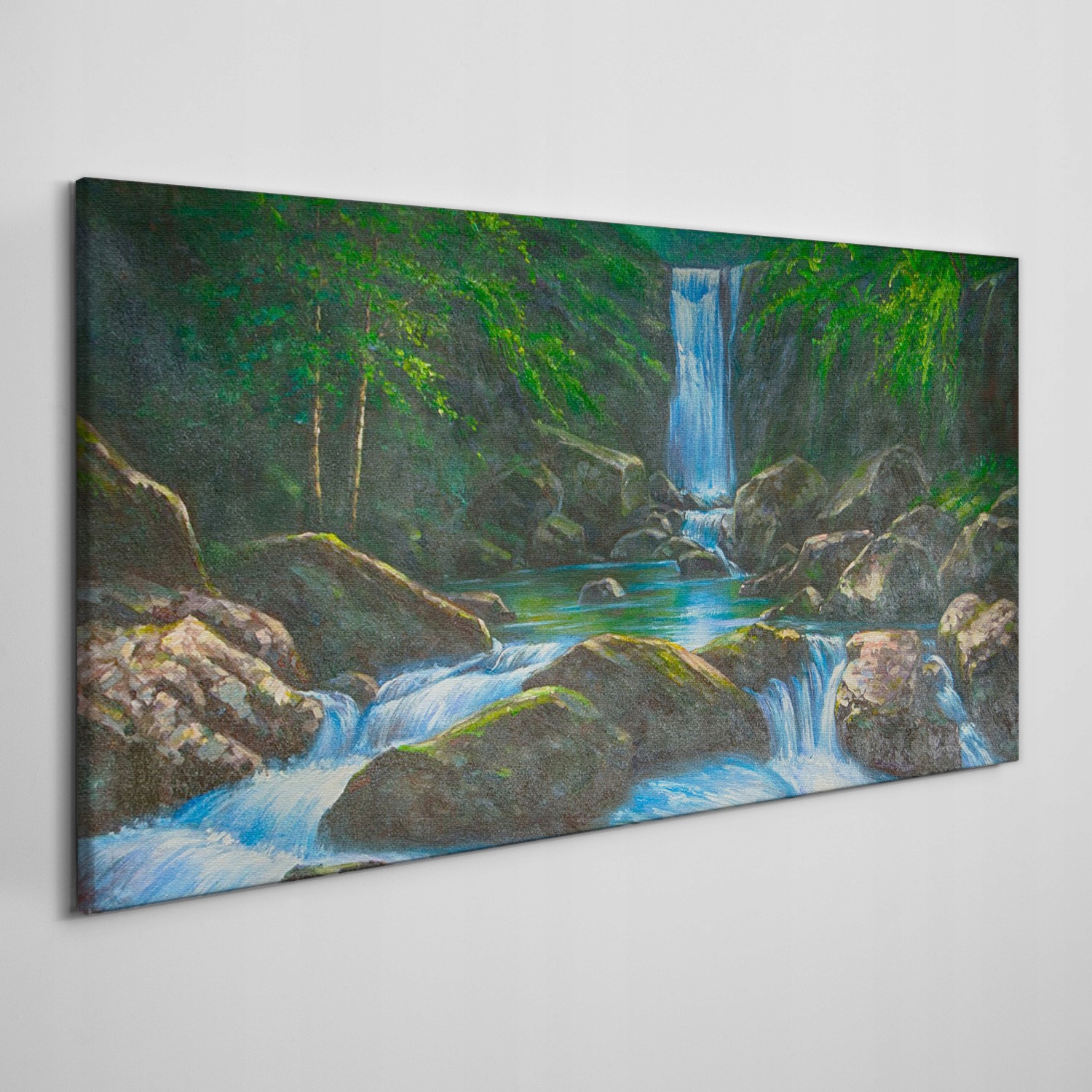 

Obraz na płótnie Wodospad skały drzewa 120x60 cm