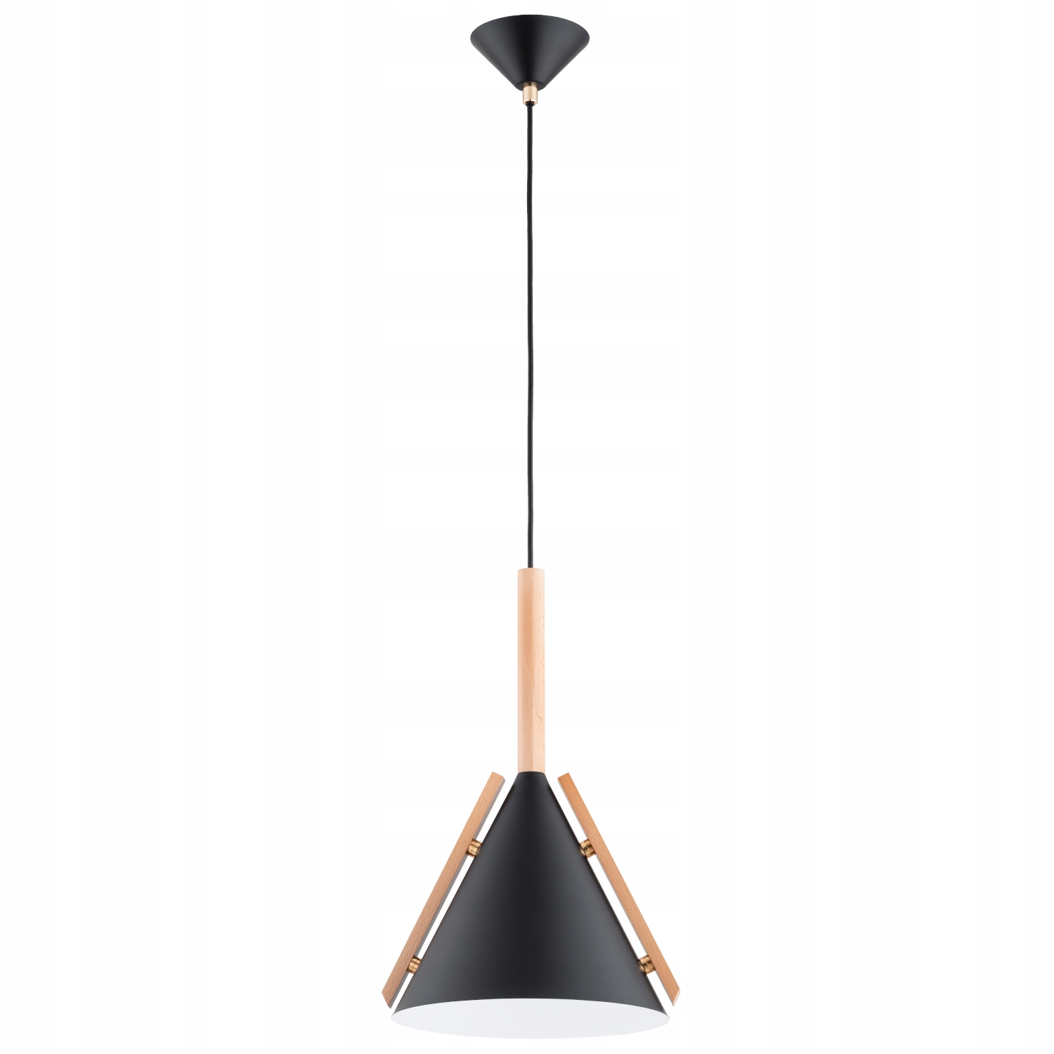 Závěsná lampa Alfa Fortel kužel černá-dřevěná 1xE27 IP20 90 cm