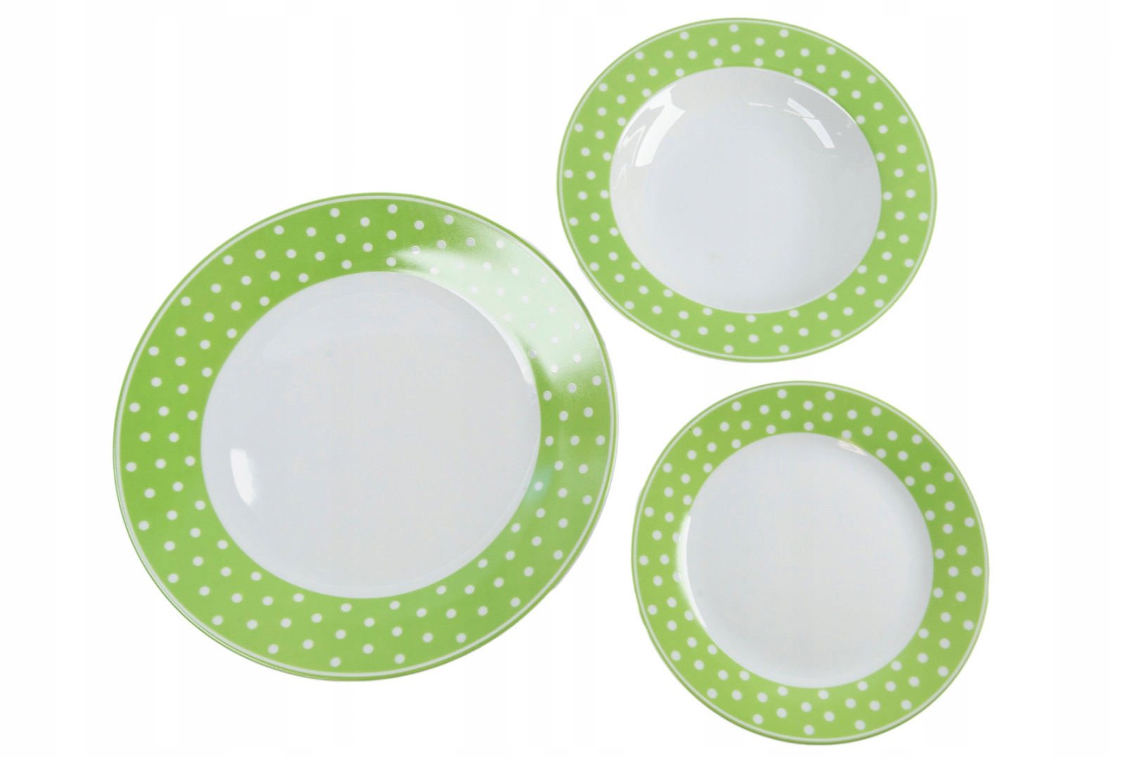 

Serwis obiadowy porcelanowy zielony kropki groszki