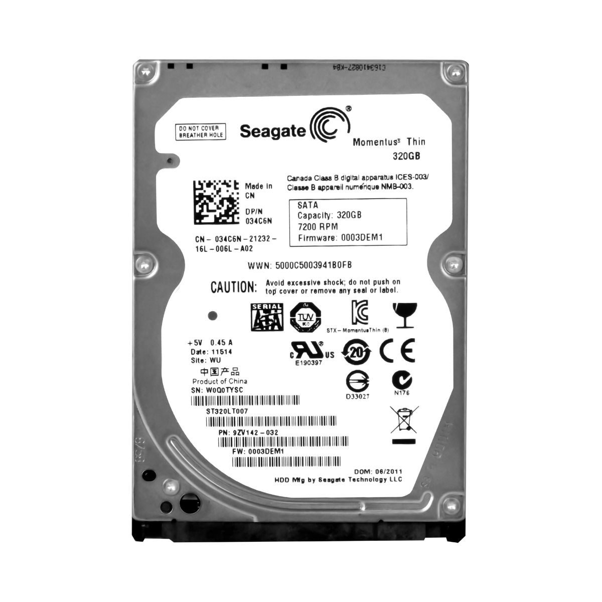 Dell 034C6N 320GB 7.2k Sata II 2.5'' ST320LT007