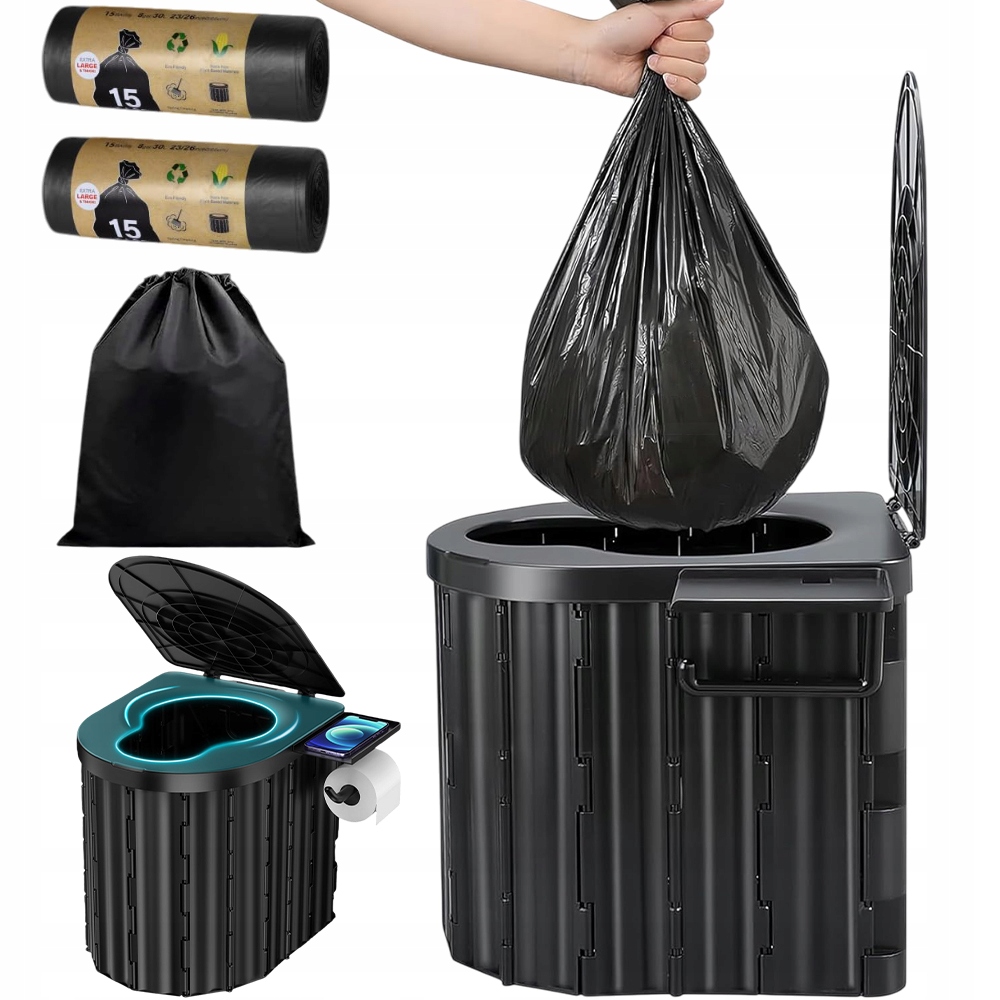 Toaleta Przenośna Turystyczna Mobilne Wc Namiot Działka Kemping Czarny 20L