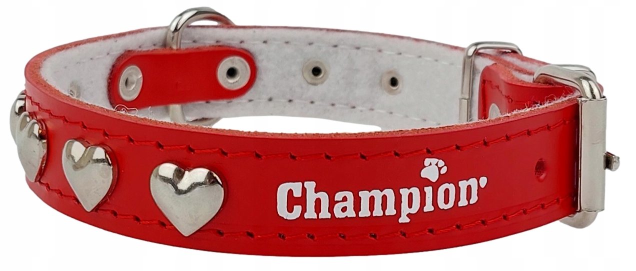 Obroża Dla Psa Skóra Licowa Polski Prod. Champion 50cm/3,0cm Serce Czarna
