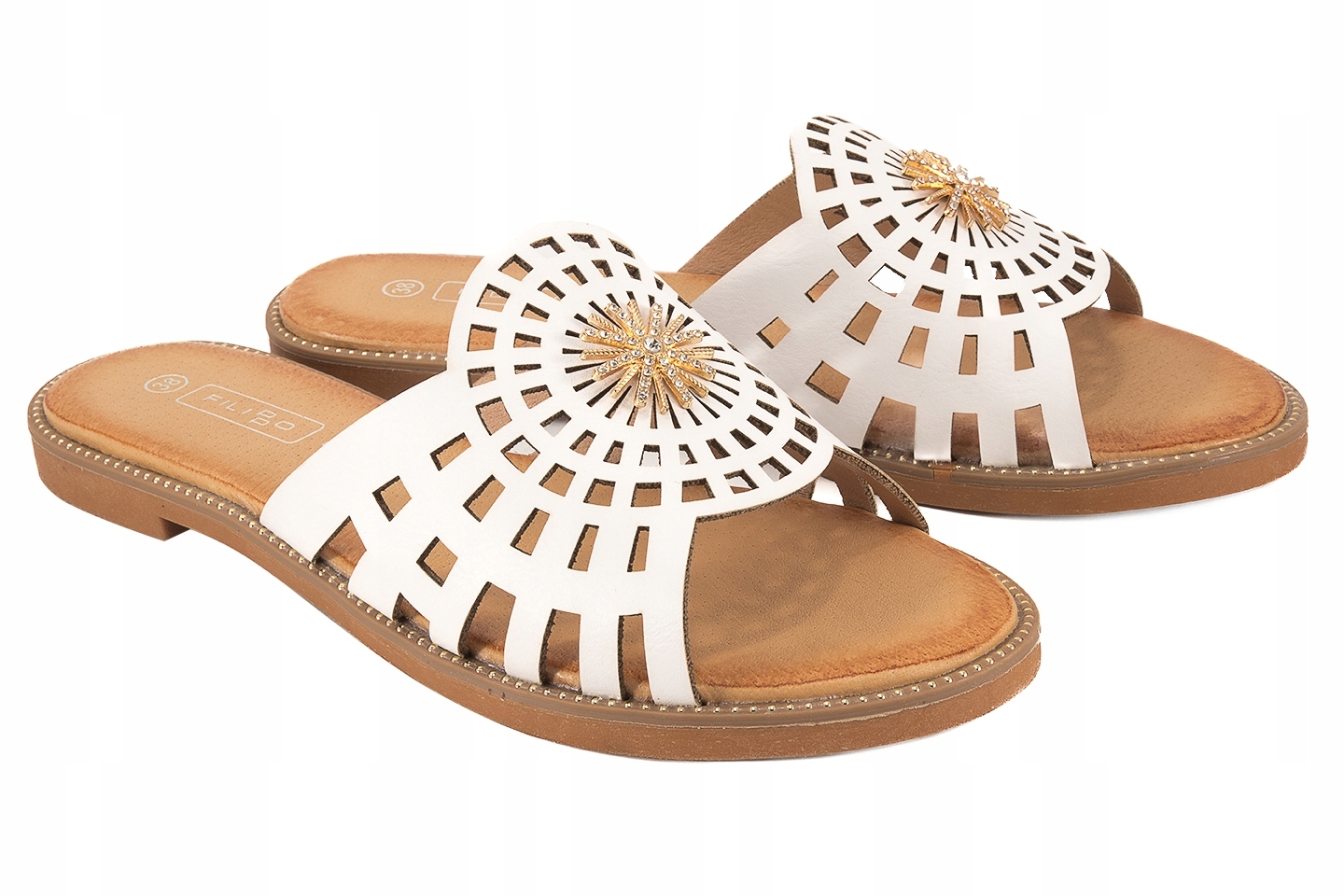 Filippo DK4621 Ažurové Nazouváky Dámské Ploché bílé 40 Bílá