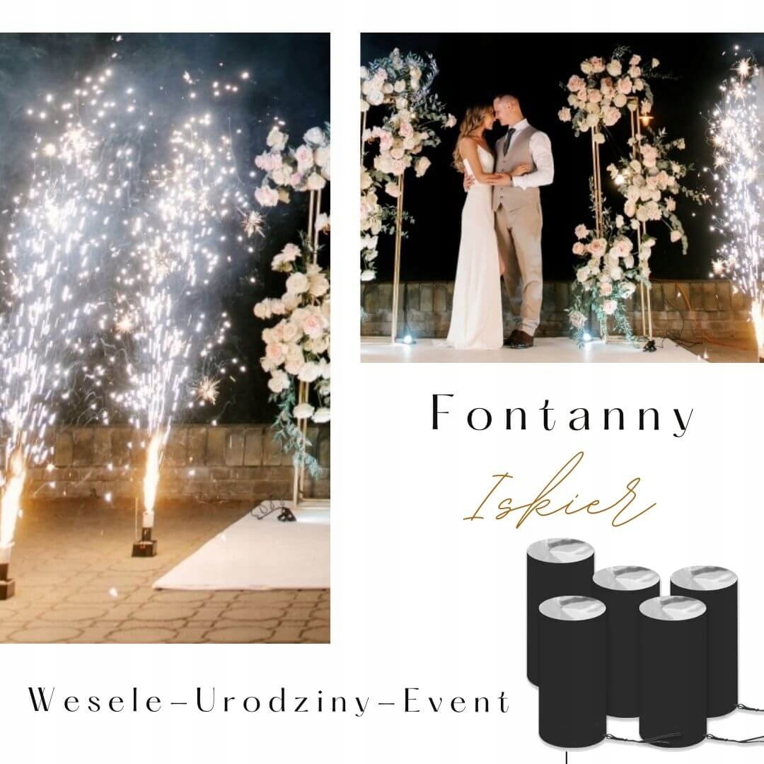 Zestaw 5 fontann Iskier 2 metry 20 sek - DJ, Wesele, Pierwszy taniec, Tort Marka Inna