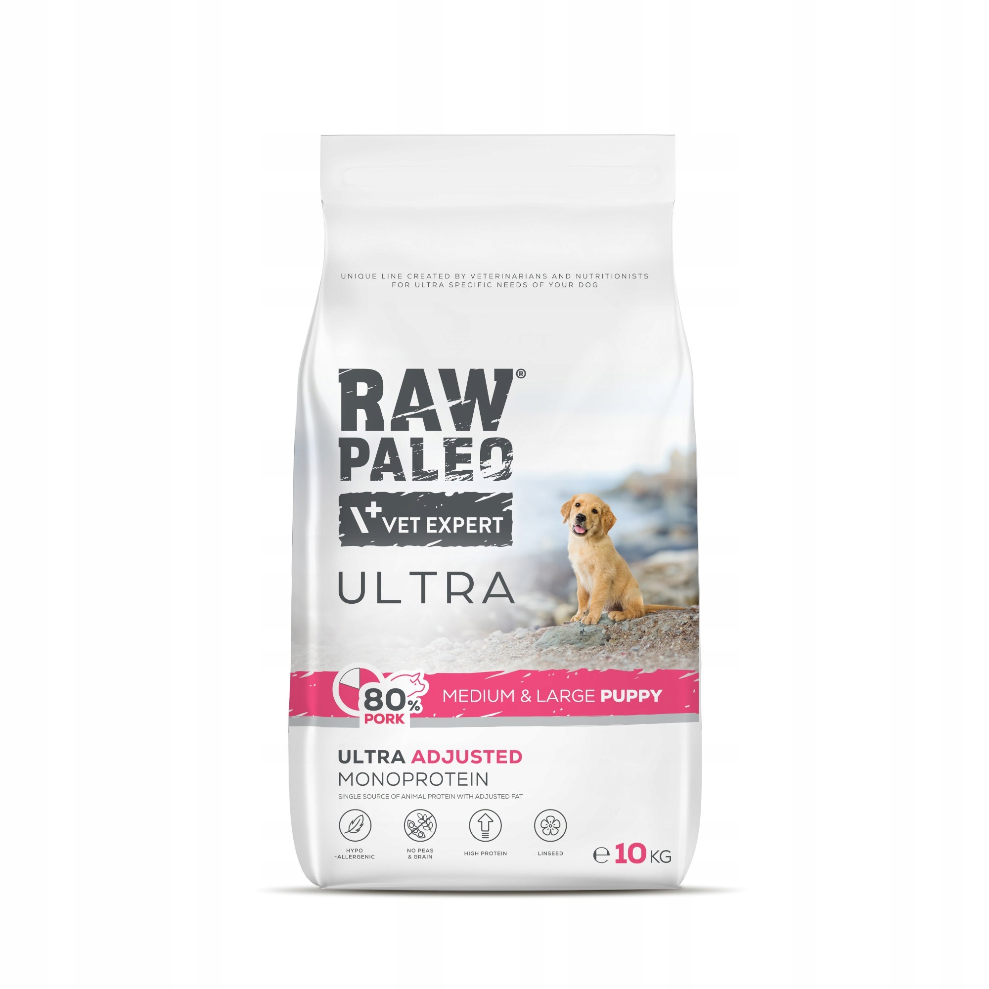 Raw Paleo Ultra Pork Puppy M/L sucha karma z wieprzowiną dla szczeniąt 10kg