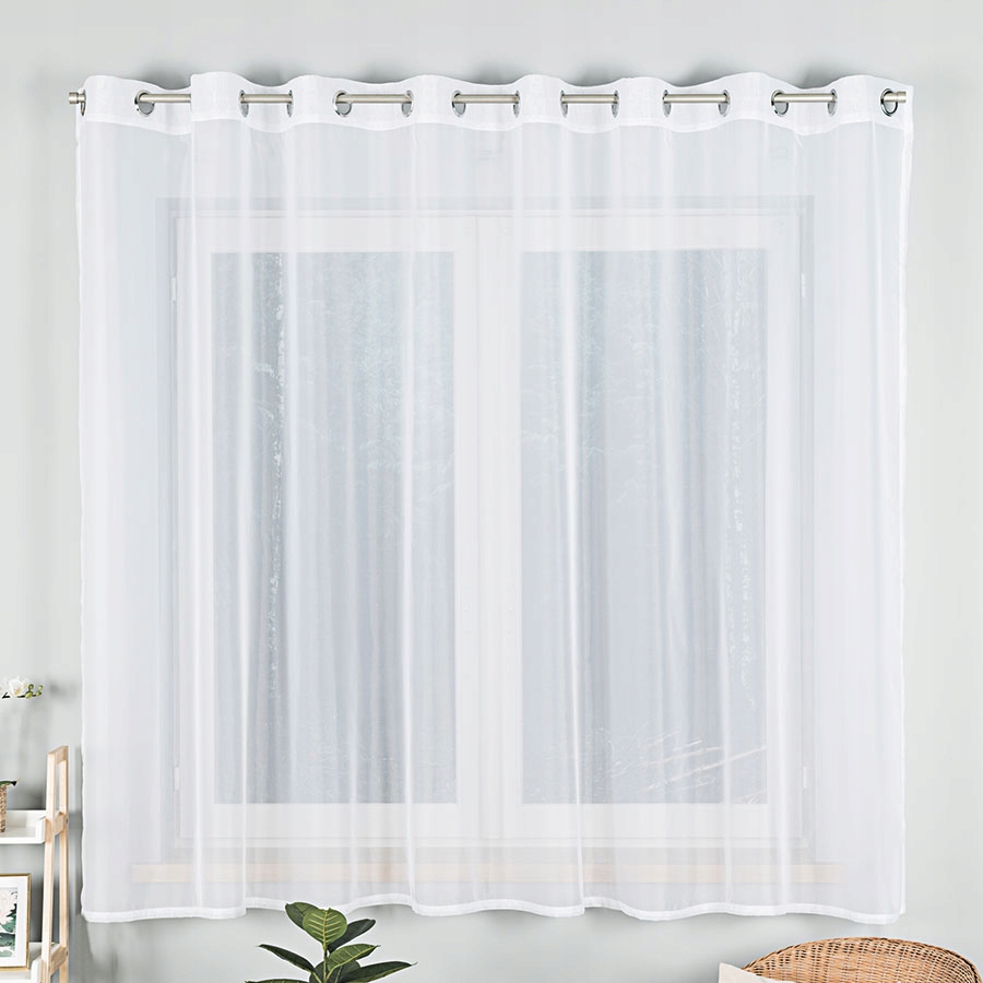 FIRANKA GOTOWA Z WOALU GŁADKIEGO BIAŁEGO 160X400 NA PRZELOTKACH