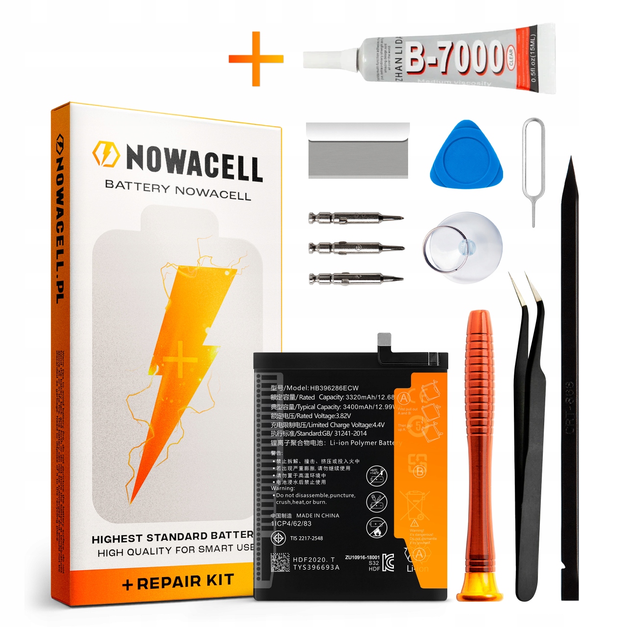 Zestaw Bateria HB396286ECW Klej do Huawei Honor 10i 20i 3400 mAh Nowacell