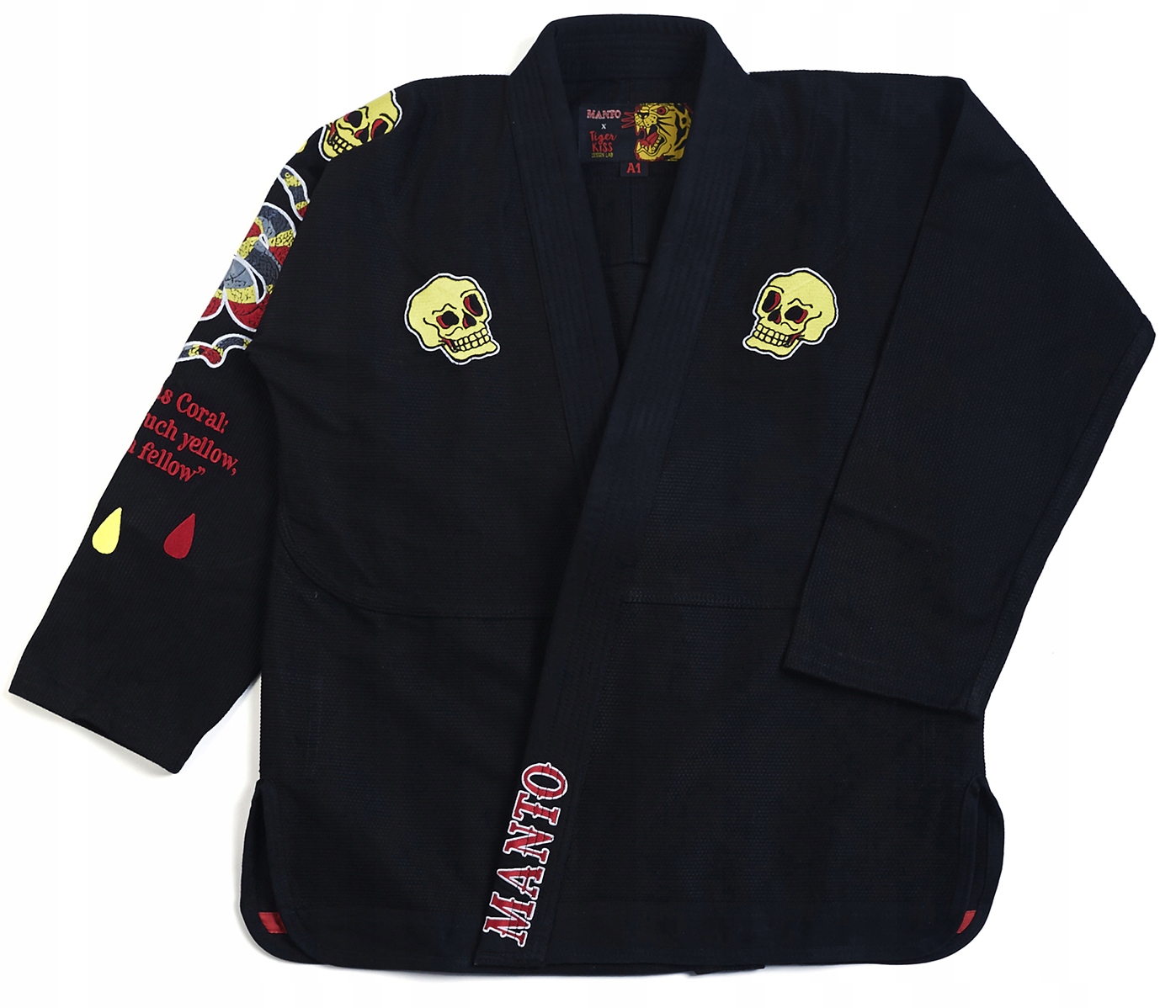 Manto Gi Kimono Bjj Jiu-jitsu coral czarne A1L