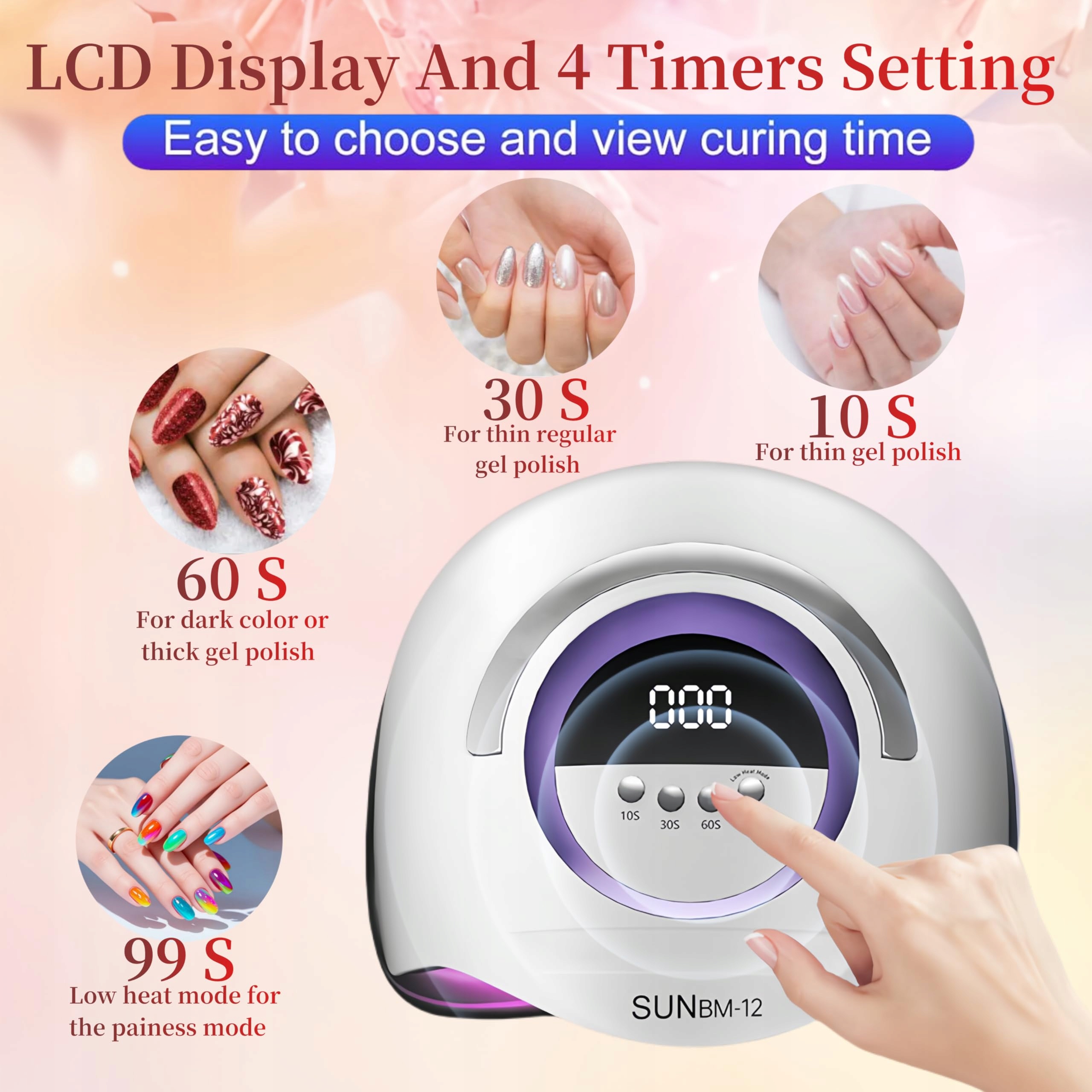DMJWAN Lampa UV 300W 72 LED z Czujnikiem i 4 Timerami — miniatura 3