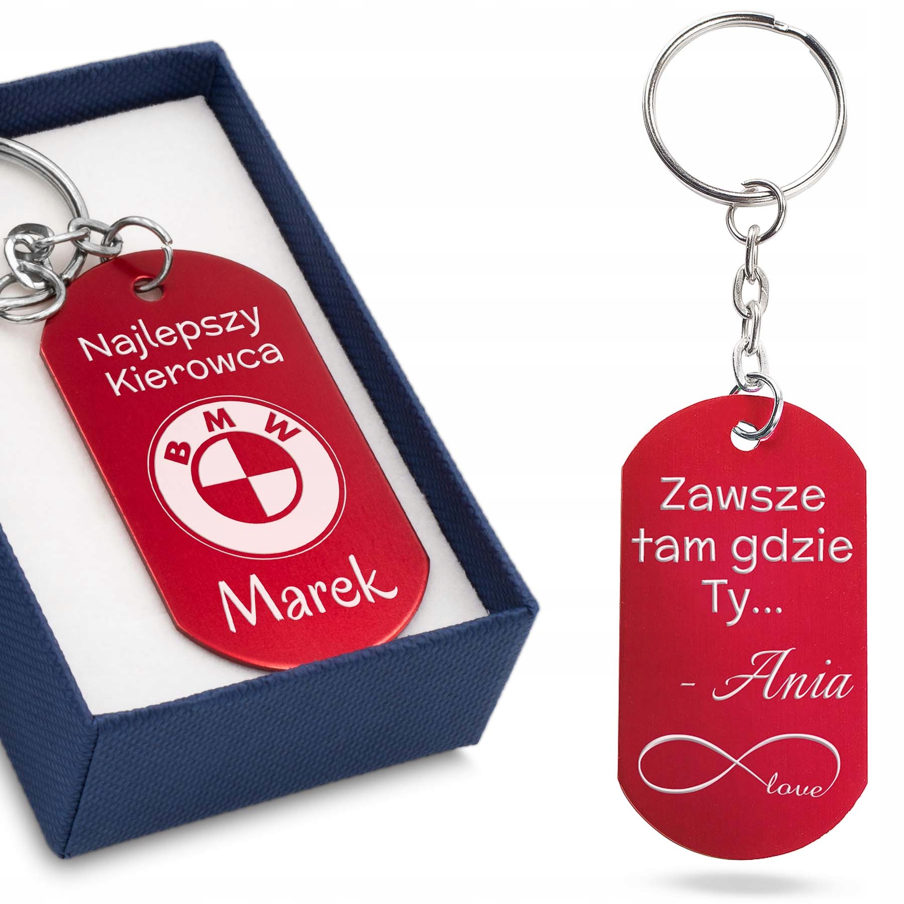 

Brelok do kluczy Metalowy Czerwony Grawer Prezent