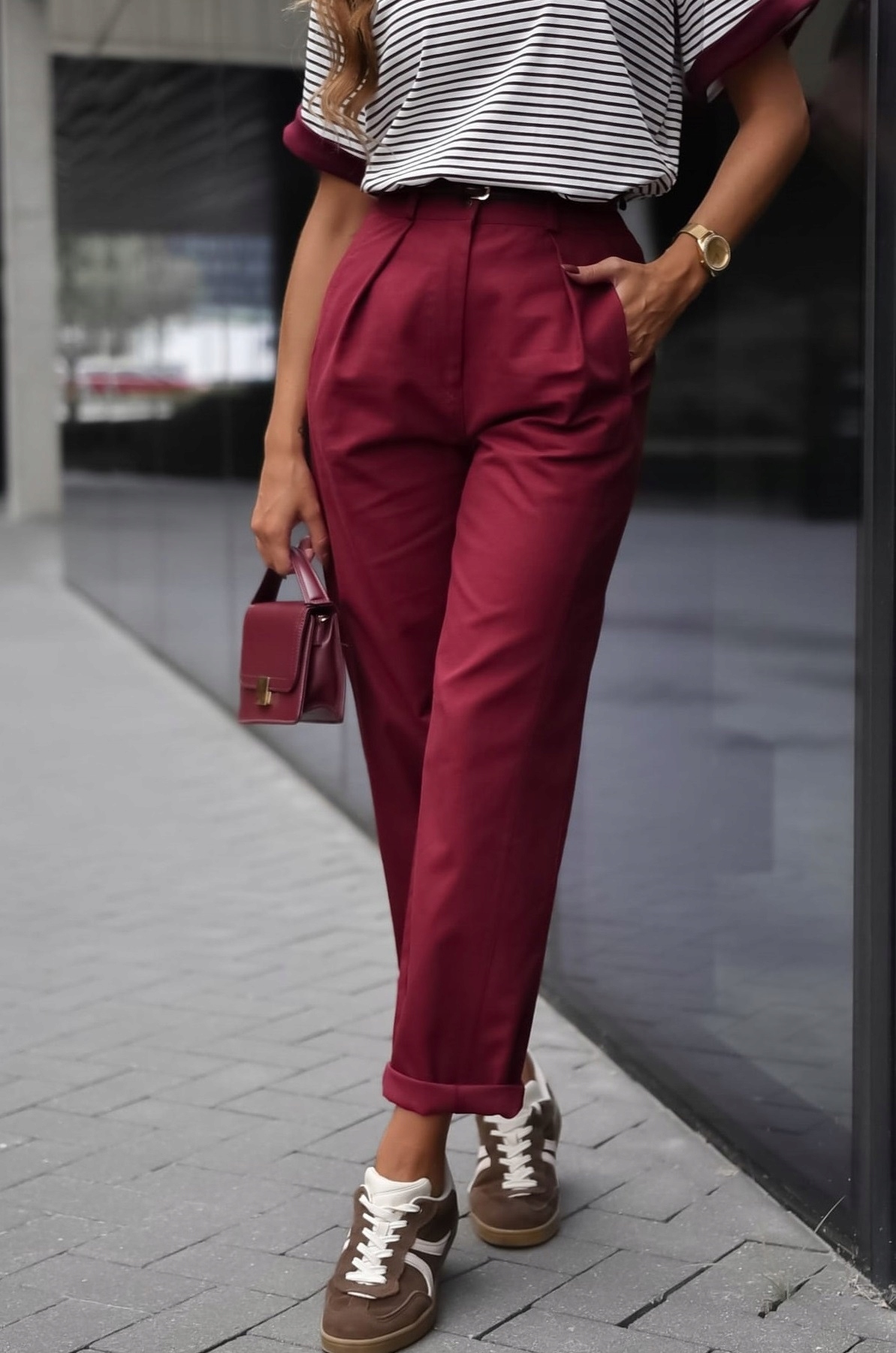 Dámské džínové kalhoty Bordové vel. 36