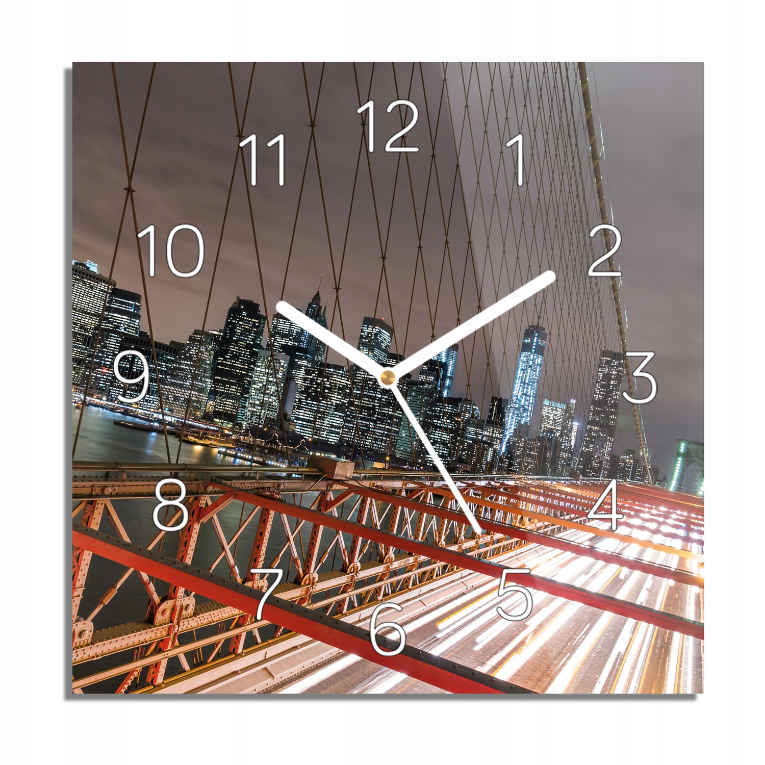 

Wieżowce most noc foto-zegar na ścianę 30x30 cichy