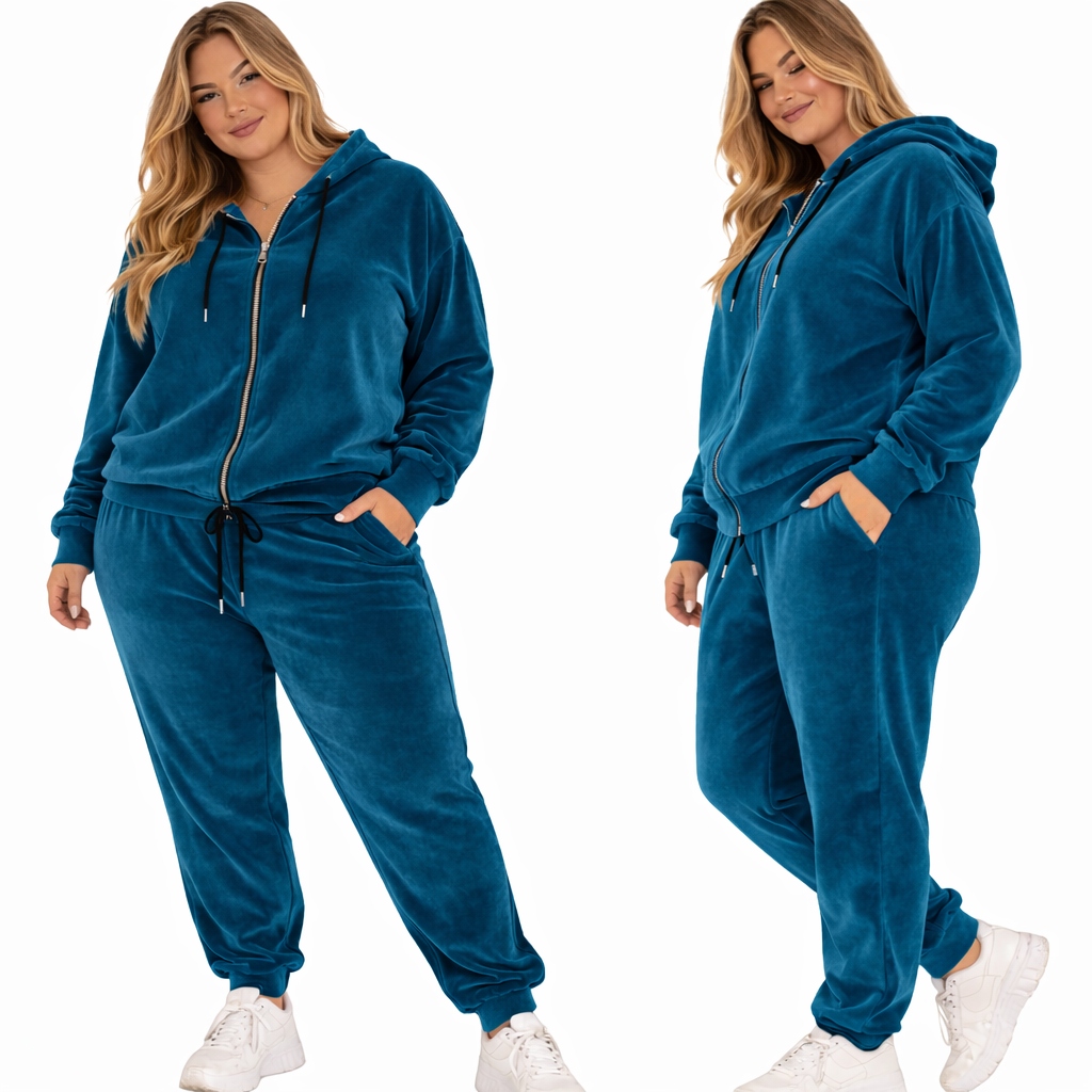 Dres Damski Welurowy 38 40 M L Rozpinany morski otulający welur mi