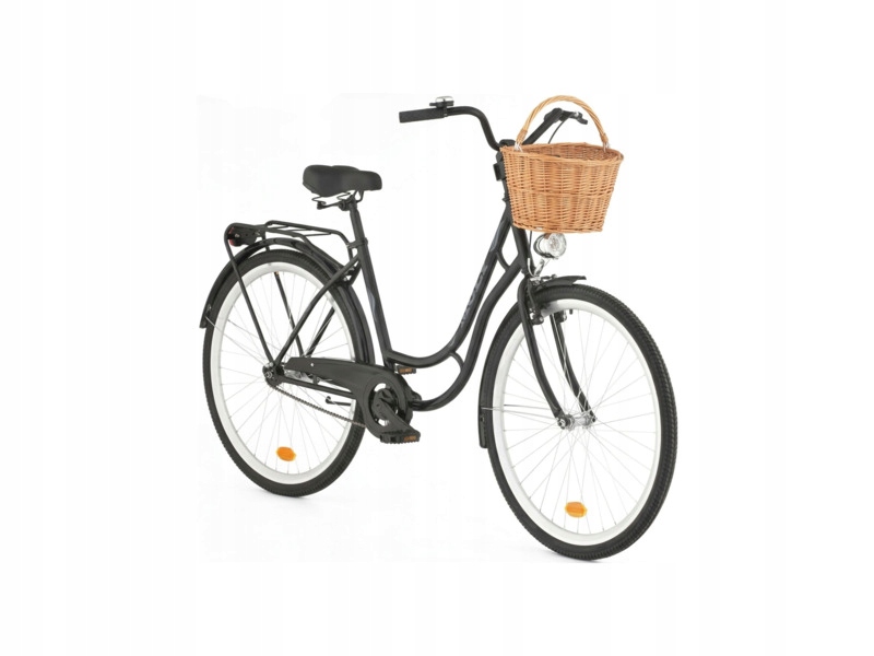 Rower miejski Moly 1B 28 cali damski Czarny Koszyk wiklinowy