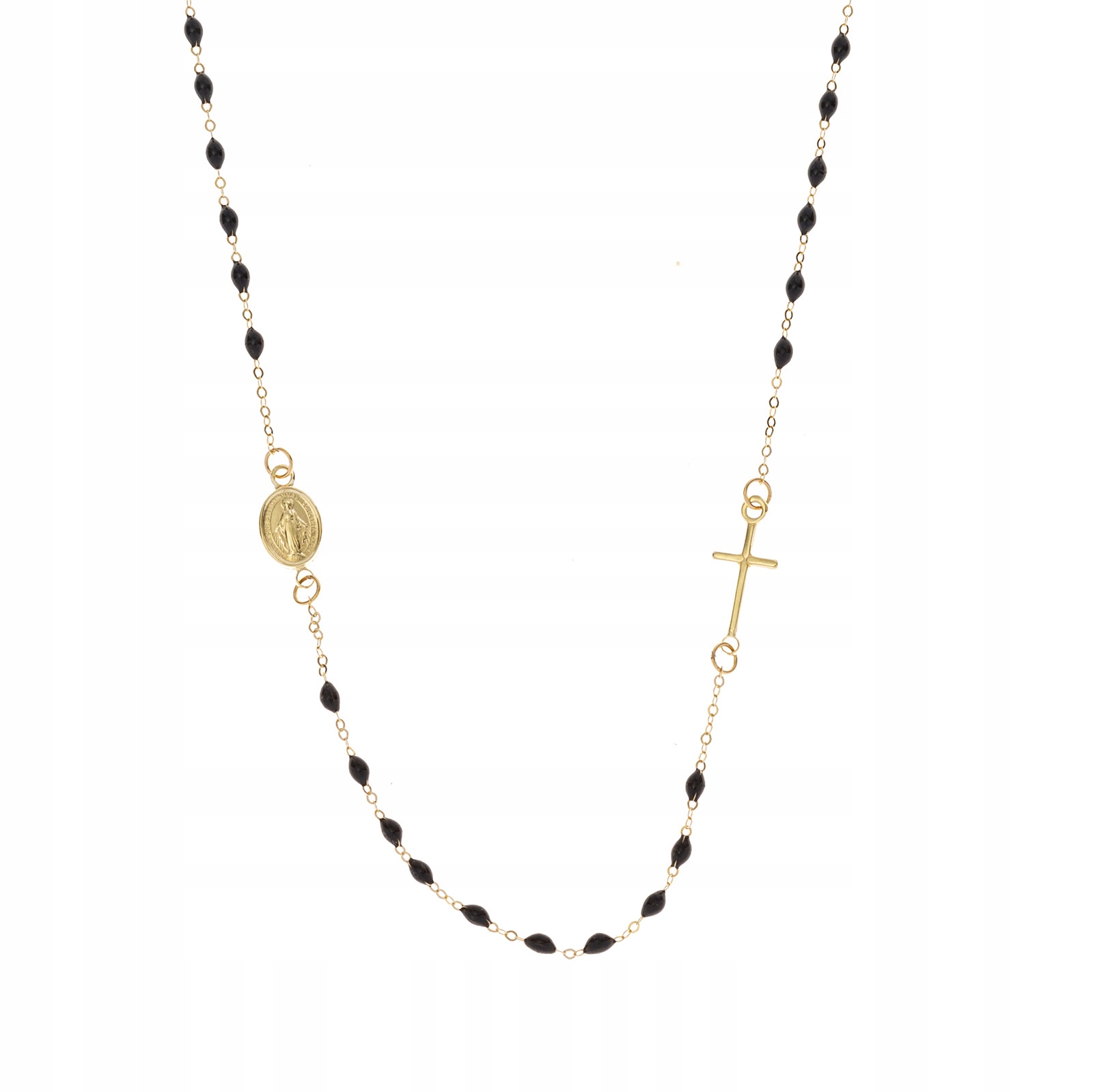 Zlatý náhrdelník 585 Růženec s černými korálky