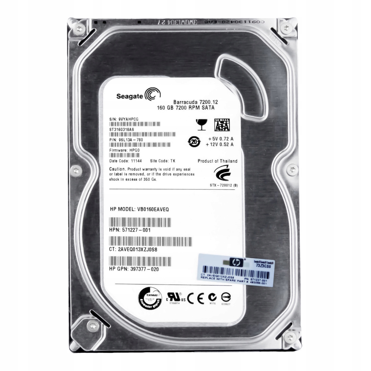Hp 571227-001 160GB 7.2K Sata II 3.5'' VB0160EAVEQ