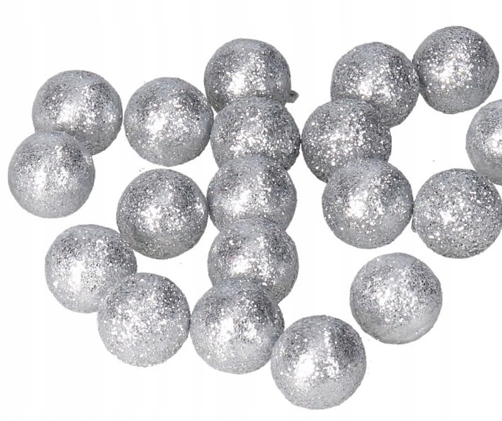 KULKI STYROPIANOWE Z BROKATEM SREBRNE STROIK