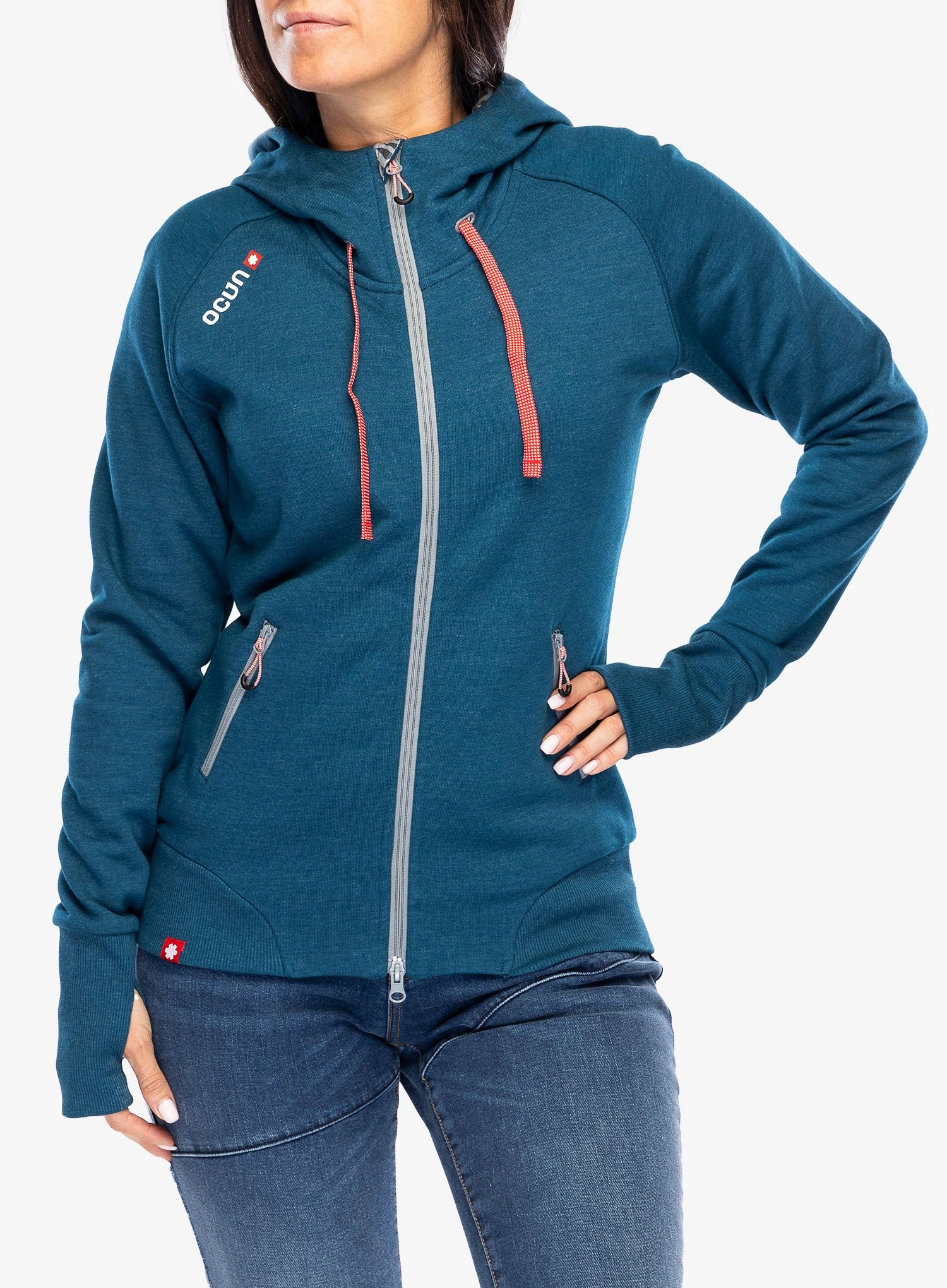 Bluza z kapturem damska Ocun Hoodie Zipper blue opal/silverscone M