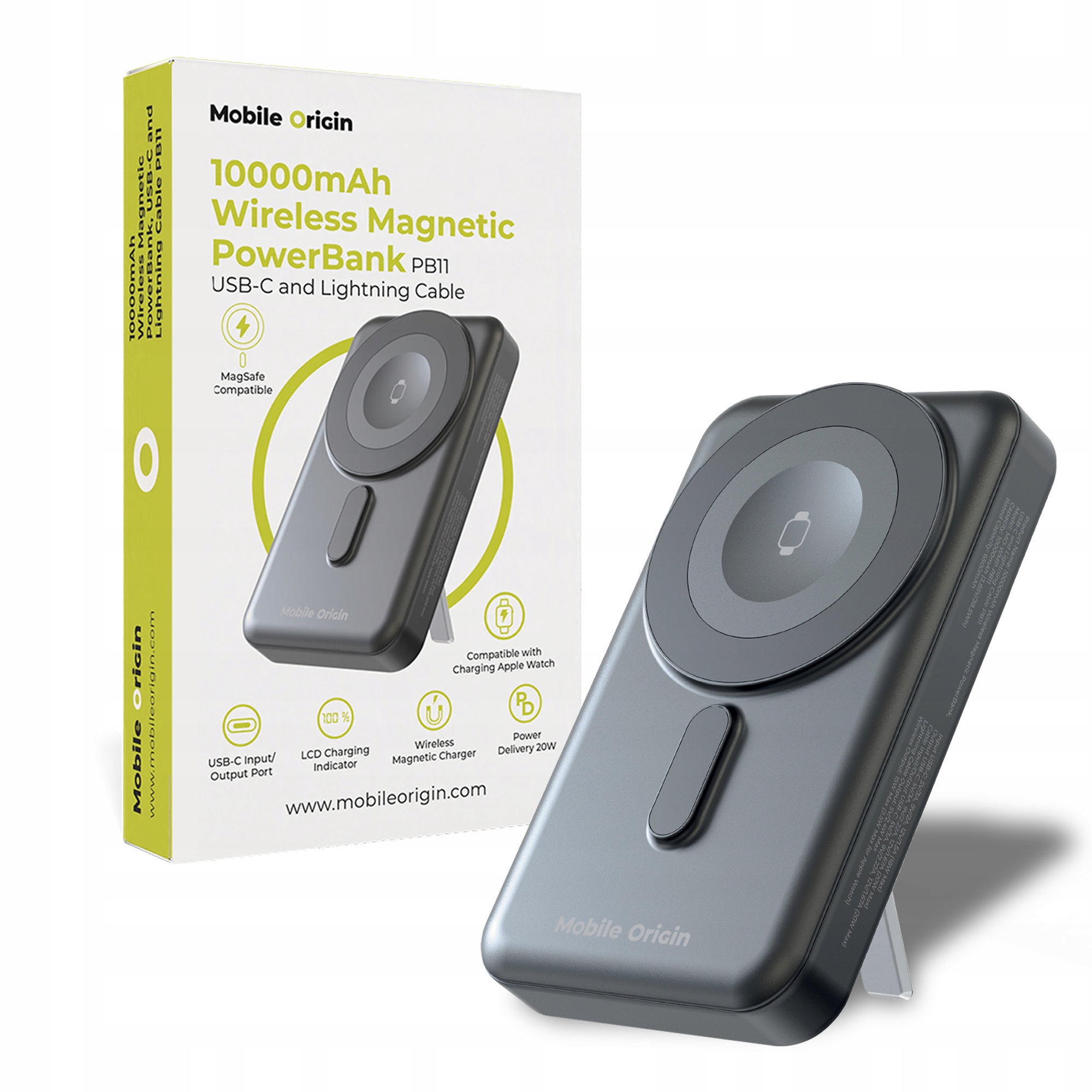 Powerbanka Mobile Origin s MagSafe 10000mAh Pd 20W, kabel Usb-c Lightning