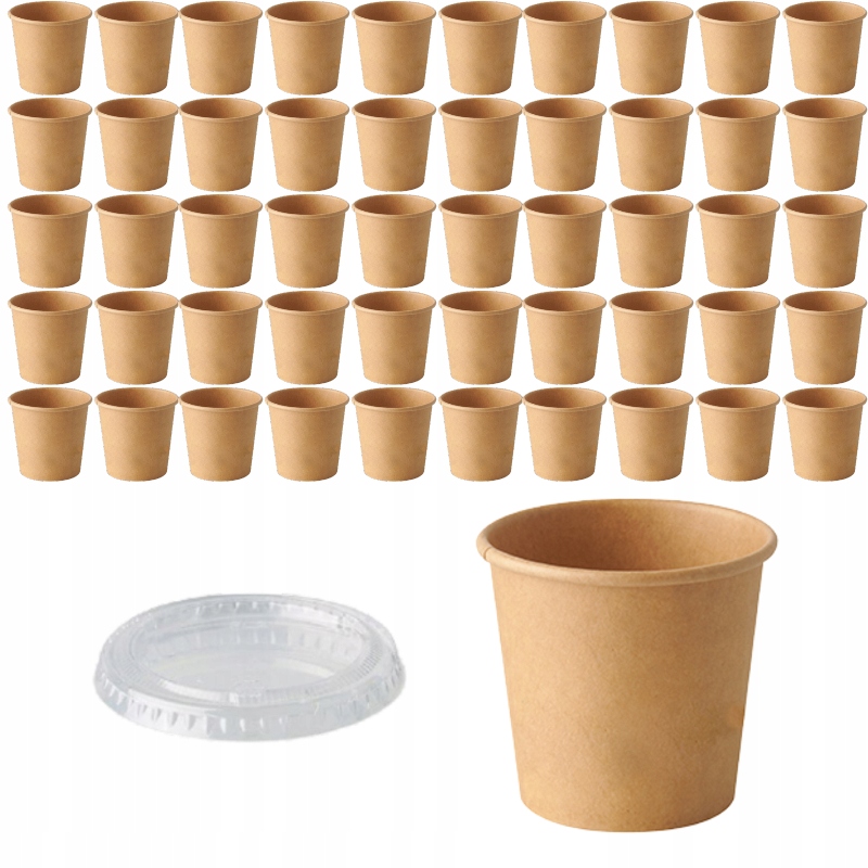 

Ekologiczne pojemniki na sos kraft pokrywki 90ml