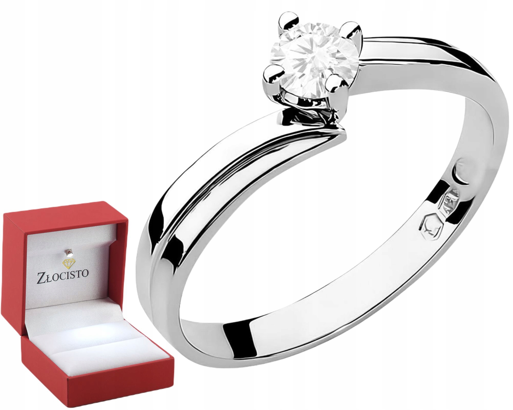 Bílý Zlatý Prstýnek S Laboratorním Briliantem 0,25 Ct Gravírování Dárek